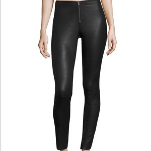 Alice and Olivia zip front lamb leather leggings